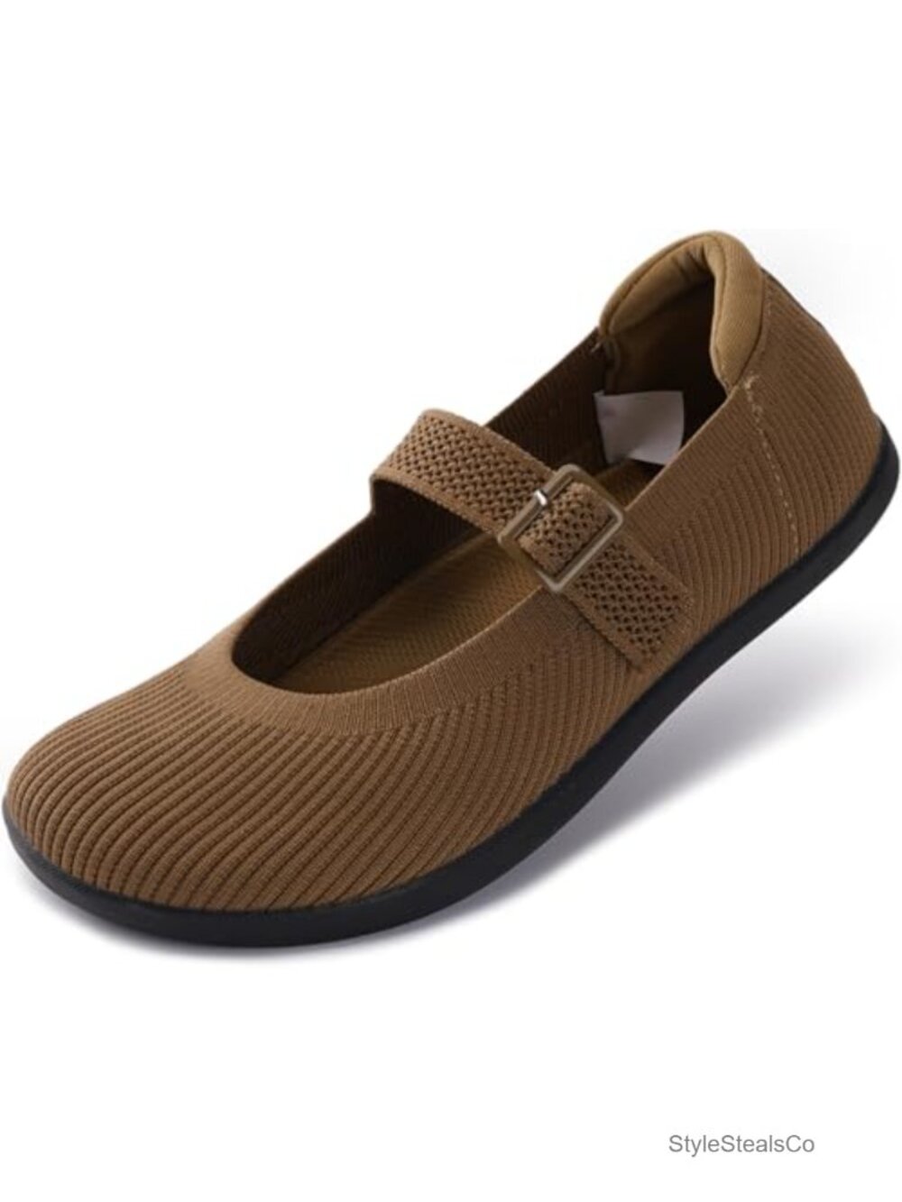 Wide Toe Box Barefoot Mary Jane Flats - Zero Drop Knit Shoes